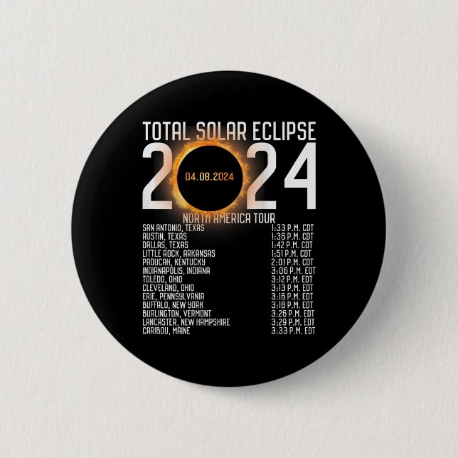 America Tour 2024 Totality On Back Solar Eclipse Button (Vorderseite)