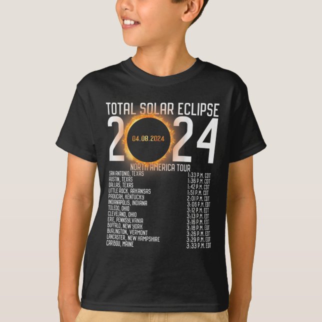 America Tour 2024 Totality On Back Solar Eclipse T-Shirt (Vorderseite)