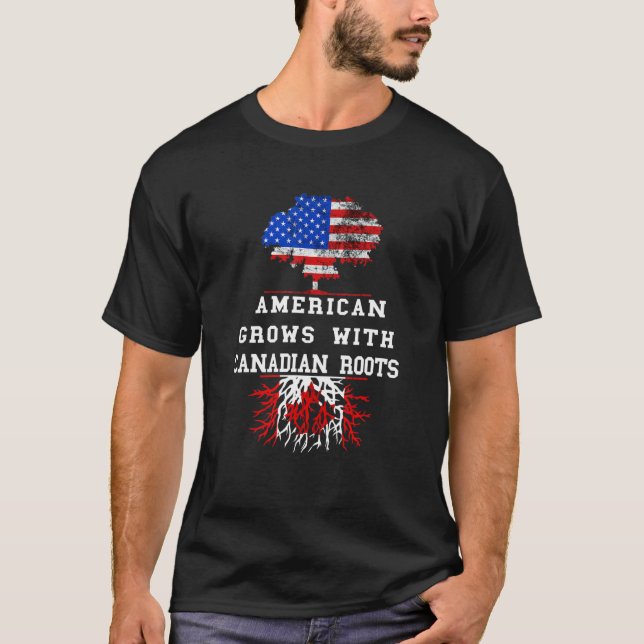 America Tree Roots Canada Flag Maple Leaf Cana T-Shirt (Vorderseite)