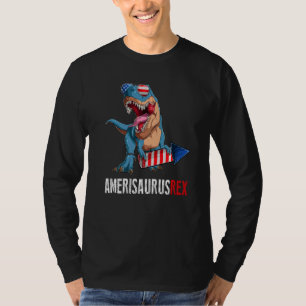 America Trex US Patriotic Dino 4. Juli Firewor T-Shirt