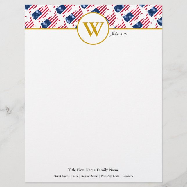 AMERICA USA Christlich Stationery Letterhead Briefbogen (Vorderseite)