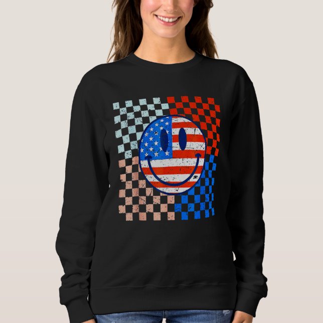 America Vibes Cute Smile Face USA American Flag 4t Sweatshirt (Vorderseite)