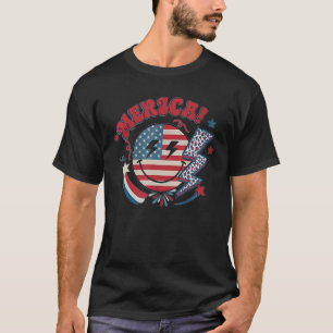 America Vibes Happy Face Smile Blume American 4. T-Shirt