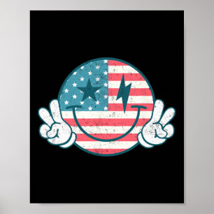 America Vibes Smile Face American Flag 4. Juli Poster