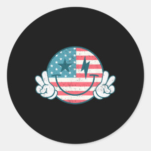 America Vibes Smile Face American Flag 4. Juli Runder Aufkleber