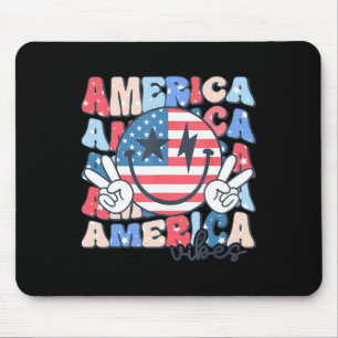America Vibes Usa Groovy Retro Smile Face Happy 4t Mousepad