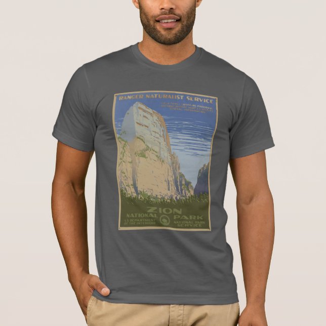 America Vintag Zion Park Travel Poster T-Shirt (Vorderseite)