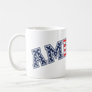 America White Red Blue Kaffeetasse