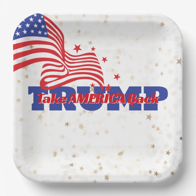 AMERICA ZURÜCKNEHMEN Trump Slogan Pappteller (Vorderseite)