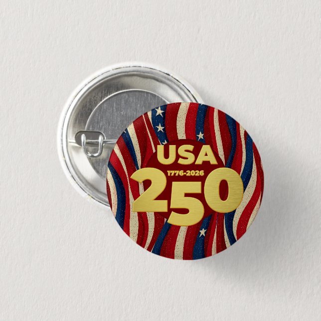 American 250th Birthday Anniversary 2026  Button (Vorne & Hinten)