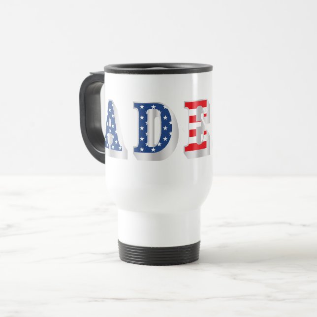 AMERICAN ADEPT - Grafikdesign Reisebecher (Vorderseite Links)