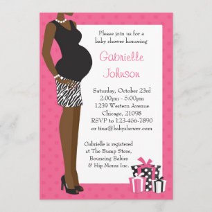 American African Baby Shooter für Girl Pink Zebra Einladung