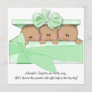 American African Triplet Baby Shower Einladung