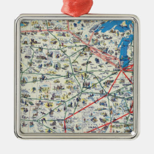 American Airlines-Systemskarte Ornament Aus Metall