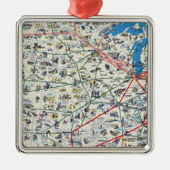 American Airlines-Systemskarte Ornament Aus Metall (Vorne)