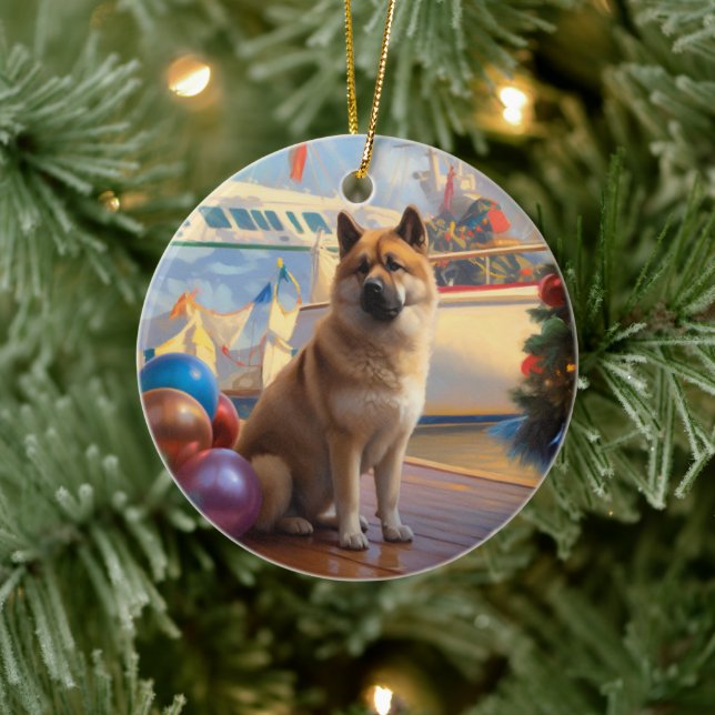 American Akita Christmas Cruise: Pawsome Holiday Keramik Ornament (Baum)