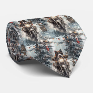 American Akita Dog Riding Motorrad Weihnachten Krawatte