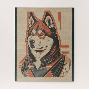 American Akita Hund futuristische Elemente Portrai
