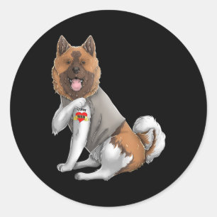 American Akita I Liebe Mama Tattoo Hundeshirt Mütt Runder Aufkleber