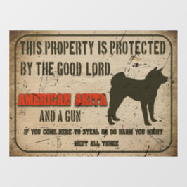 American akita Silhouette Funny Guard Dog Warnung Fensteraufkleber