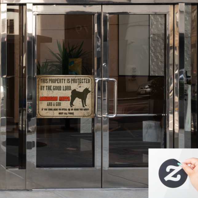 American akita Silhouette Funny Guard Dog Warnung Fensteraufkleber (Büro Tür)