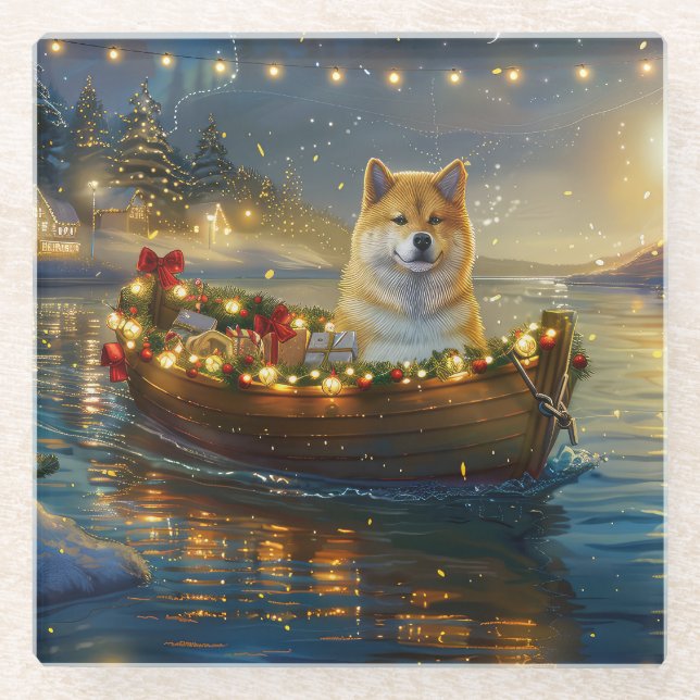 American Akita Weihnachtsfest Reise Glasuntersetzer (Vorderseite)