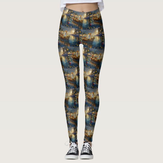 American Akita Weihnachtsfest Reise Leggings (Vorderseite)