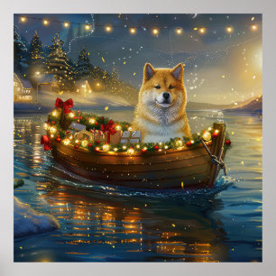 American Akita Weihnachtsfest Reise Poster