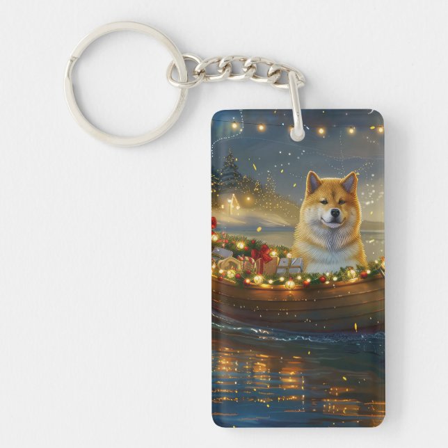 American Akita Weihnachtsfest Reise Schlüsselanhänger (Vorderseite)