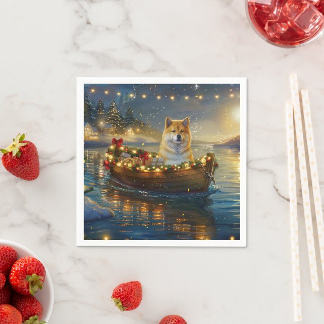 American Akita Weihnachtsfest Reise Serviette (Beispiel)