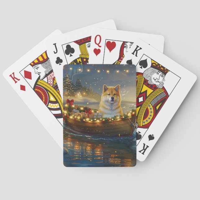 American Akita Weihnachtsfest Reise Spielkarten (Rückseite)