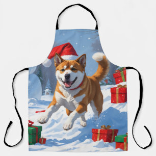 American Akita Weihnachtsfest Schneeszene Schürze