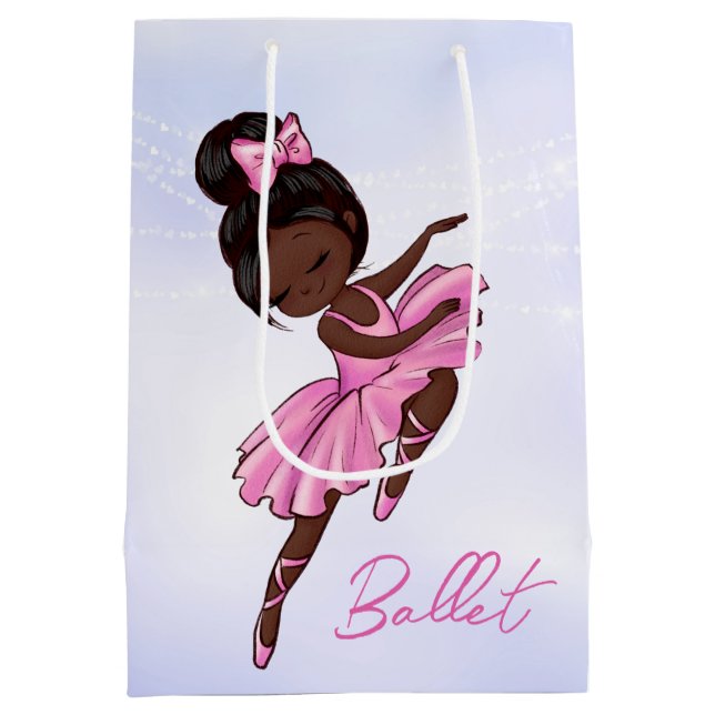 American American Ballerina Pink Tutu Ballett Tanz Mittlere Geschenktüte (Rückseite)