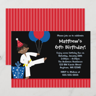American American Boy Balloons Taekwondo Geburtsta Einladung
