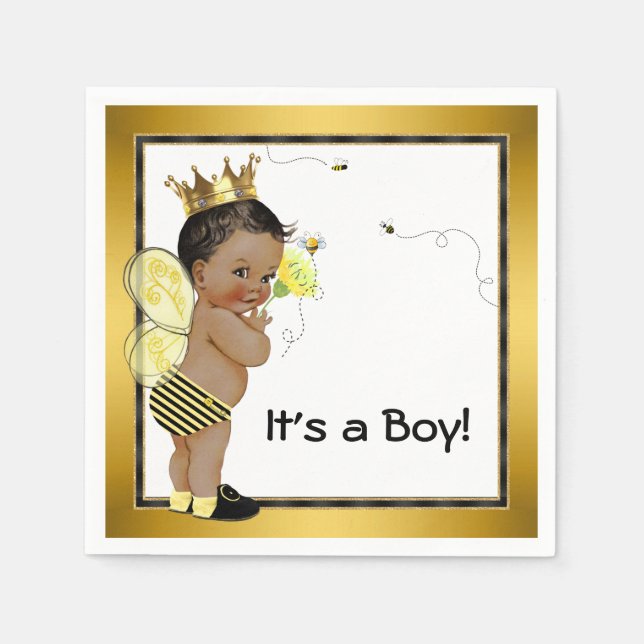 American American Boy Bumble Bee Baby Dusche Serviette (Vorderseite)