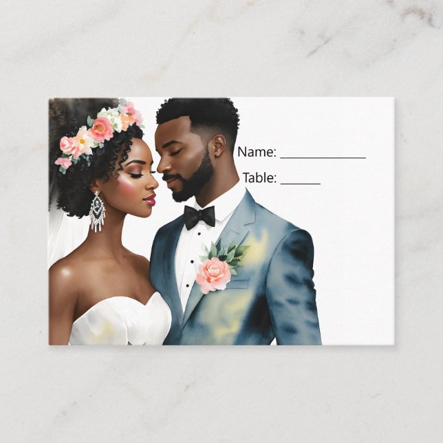 American American Bridal Couple Wedding Platzkarte (Vorderseite)