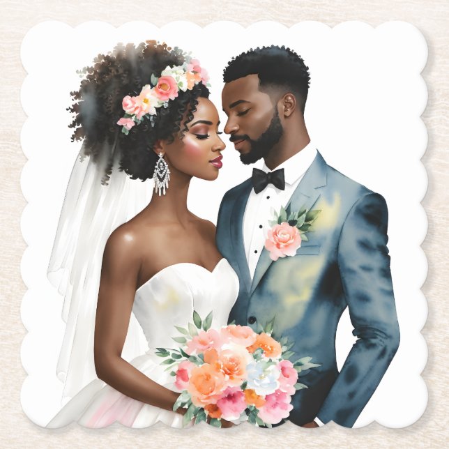 American American Bridal Couple Wedding Untersetzer (Vorderseite)