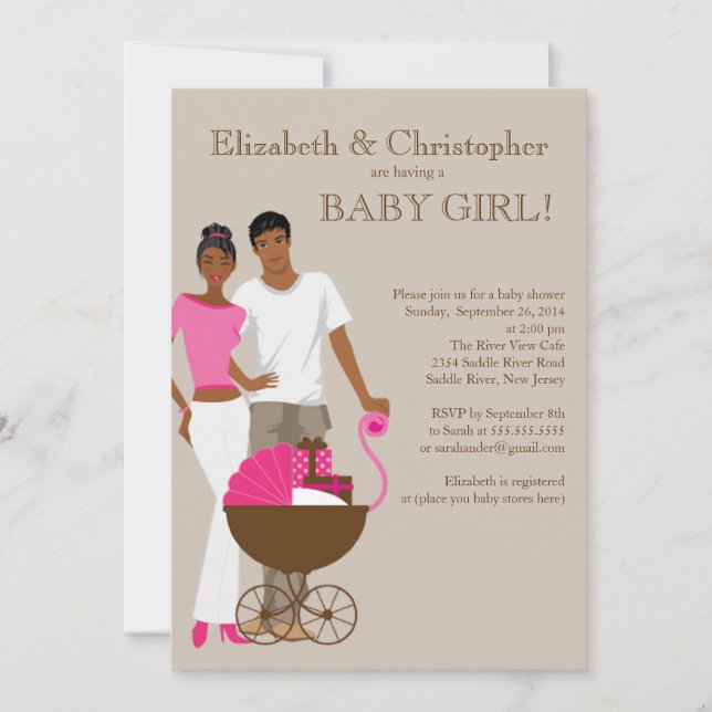 American American Couple Carriage Baby Shooter Einladung (Vorderseite)