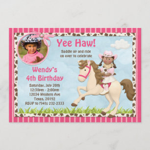 American American Cowgirl Horse Birthday Party Einladung