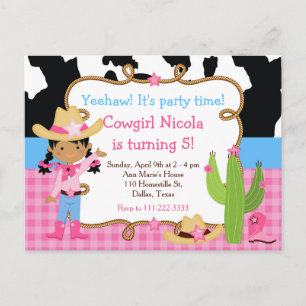 American American Cowgirl Western Birthday Party Postkarte