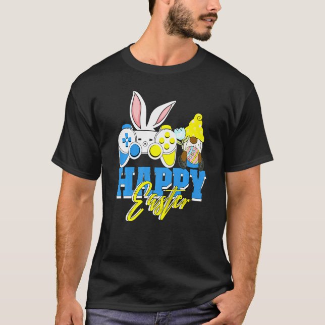 American American Easter Gnome Gamer Bunny Gaming  T-Shirt (Vorderseite)