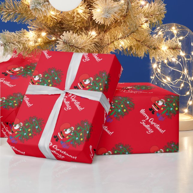 American American Santa Claus Weihnachtsbaum Red Geschenkpapier (Feiertage)