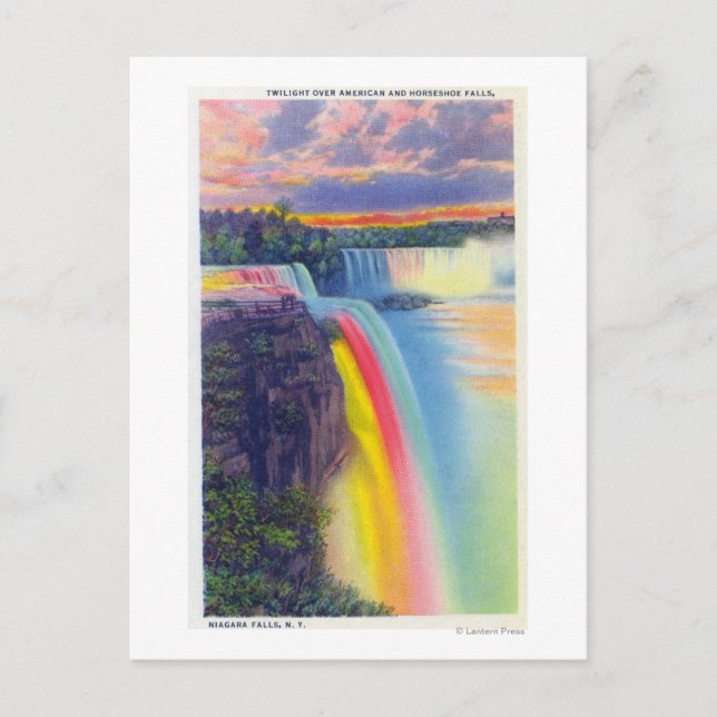 American and Horseshoe Falls in der Dämmerung Postkarte (Vorderseite)