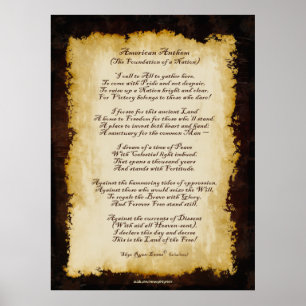 American Anthem Patriotic Original Gedicht Poster
