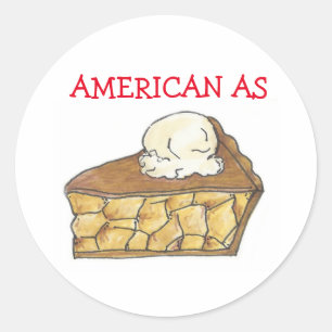 American As Apple Pie Slice a la Mode Patriotic US Runder Aufkleber