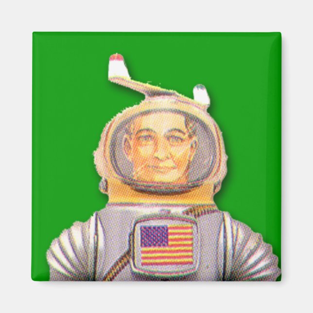 American Astronaut Toy Robot Square Magnet (Vorne)