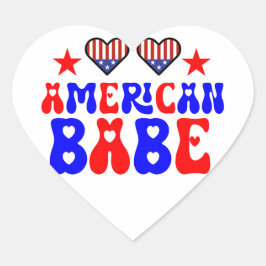 American Babe 4 Juli Herz-Aufkleber