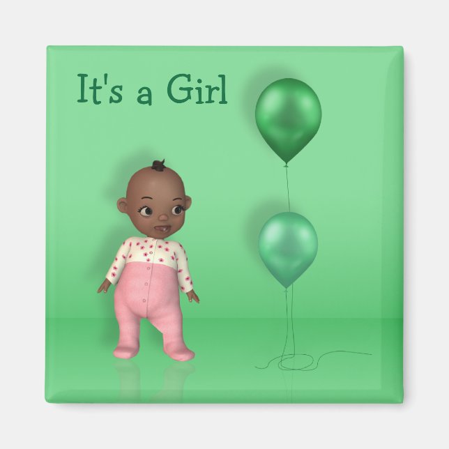American Baby Balloons - Es ist ein Mädchen Magnet (Vorne)