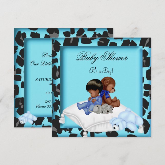 American Baby Shower Boy Animal Bear Einladung (Vorne/Hinten)