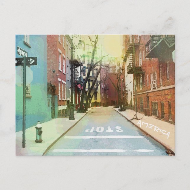 American Backstreets Scene Urban Pop Art Postcard Postkarte (Vorderseite)